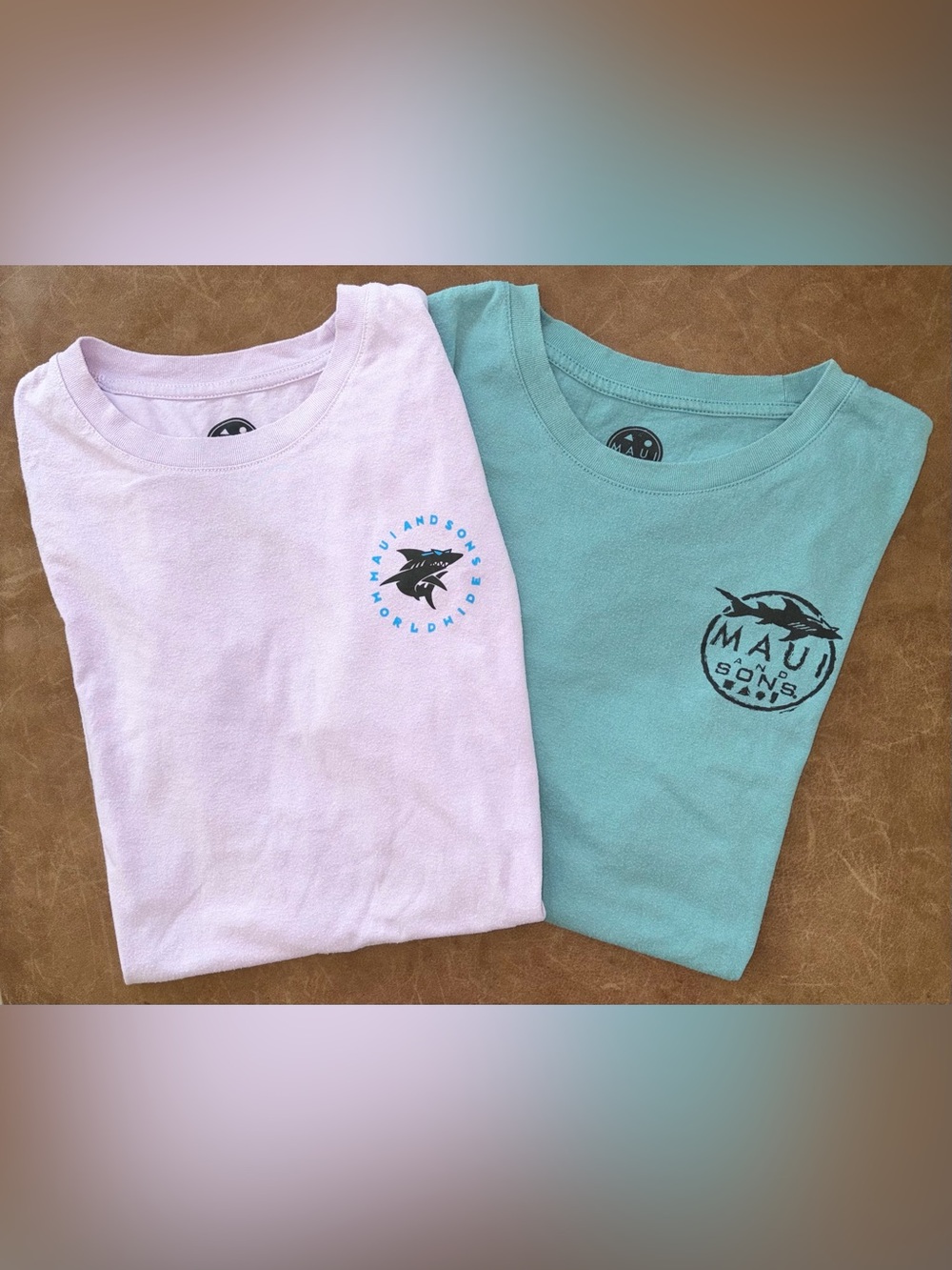 Maui and Sons Adults T-Shirt Blue & Purple Crewneck Logo  Sz L